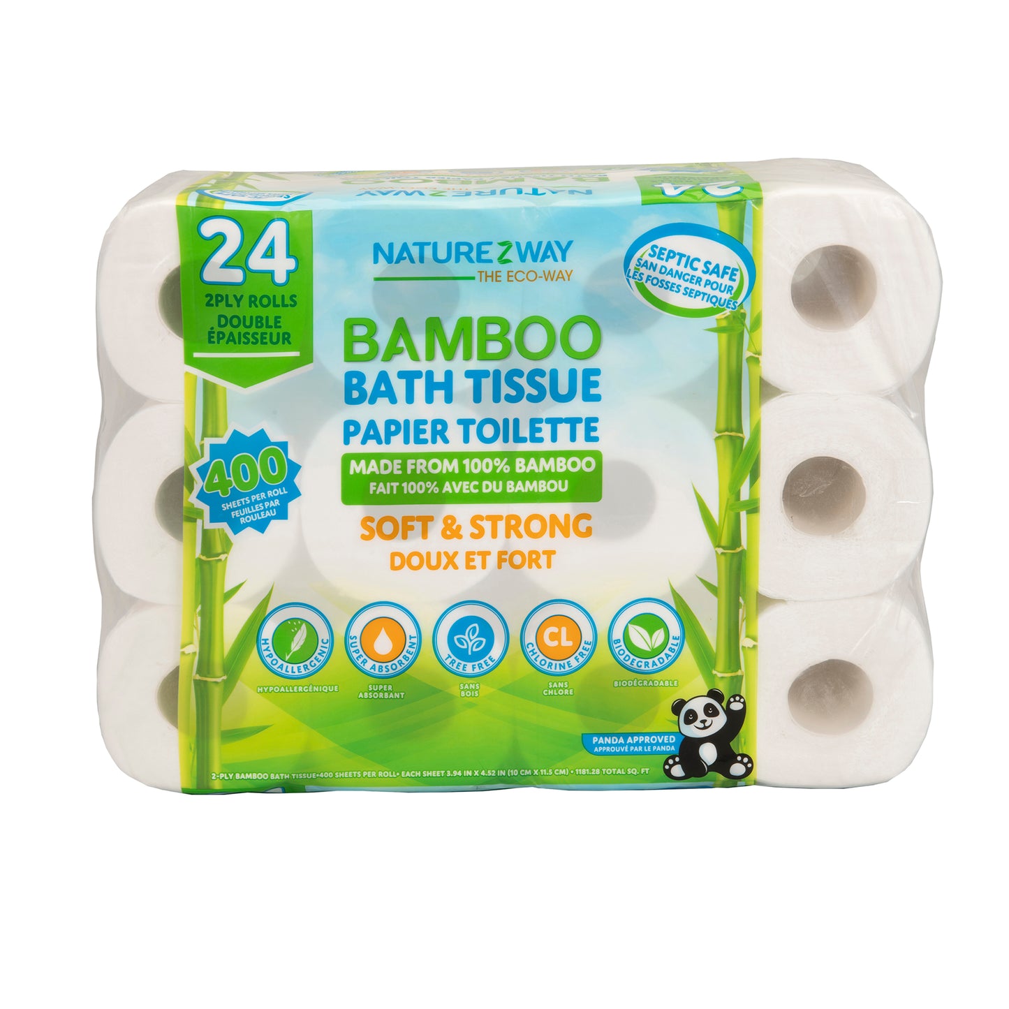 Eco-Friendly 2-Ply Toilet Paper – Compostable Bamboo Tissue Rolls