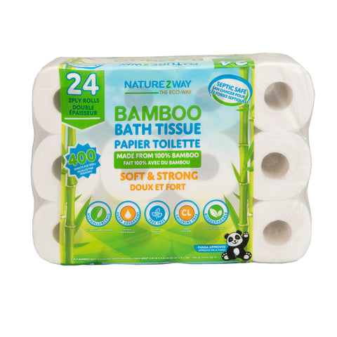 Bamboo Soft Bath Tissue 2-Ply - (24 Rolls) - 400 Sheets Per Roll