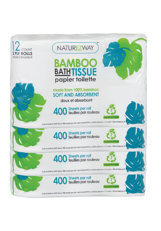 Bamboo Toilet Paper - (48 ROLLS) 2-Ply- DEco-Friendly 2-Ply Toilet Paper – Compostable Bamboo Tissue Rollsurable, Strong, Planet-friendly