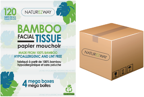 (32 PACK) Bamboo Soft Mega Box Facial Tissue - 2-Ply - 120 Sheet Per Box