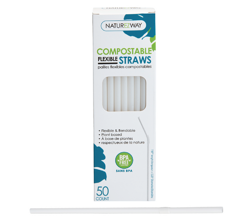 Eco-Friendly 50 PACK Compostable Flexible Straws – Compostable & Sustainable
