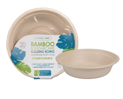 (20 PACK) 8" Inch Bamboo 16 OZ. Round Bowls