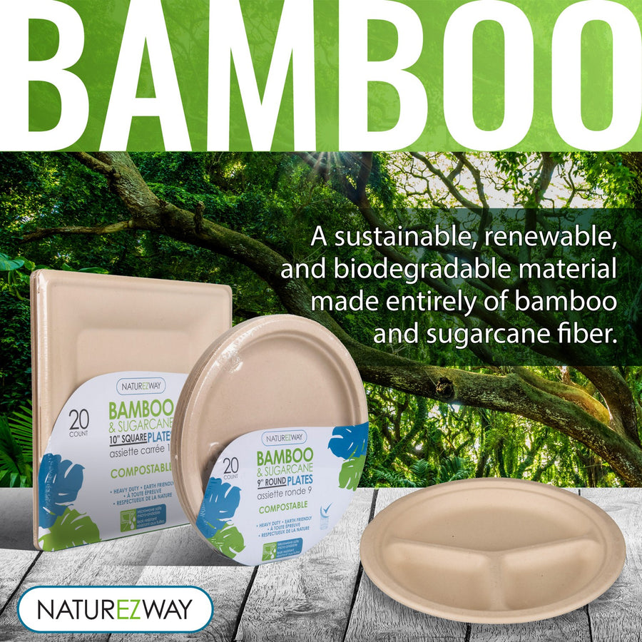 Bamboo Fiber Plate Eco Bamboo Plates LEKOCH 16pcs Eco Friendly