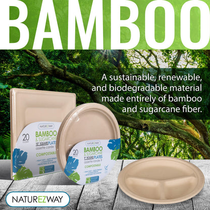 (20 PACK) 8" Inch Bamboo 16 OZ. Round Bowls