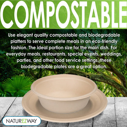 (20 PACK) 8" Inch Bamboo 16 OZ. Round Bowls